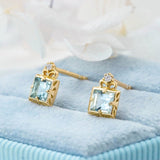 Boucles d'Oreilles Aigue Marine – Plaqué Or pour un Nouveau Départ - Biloria