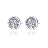 Boucles d'Oreilles Arbre de Vie Vie Florissante Argent S925 Zircon - Biloria