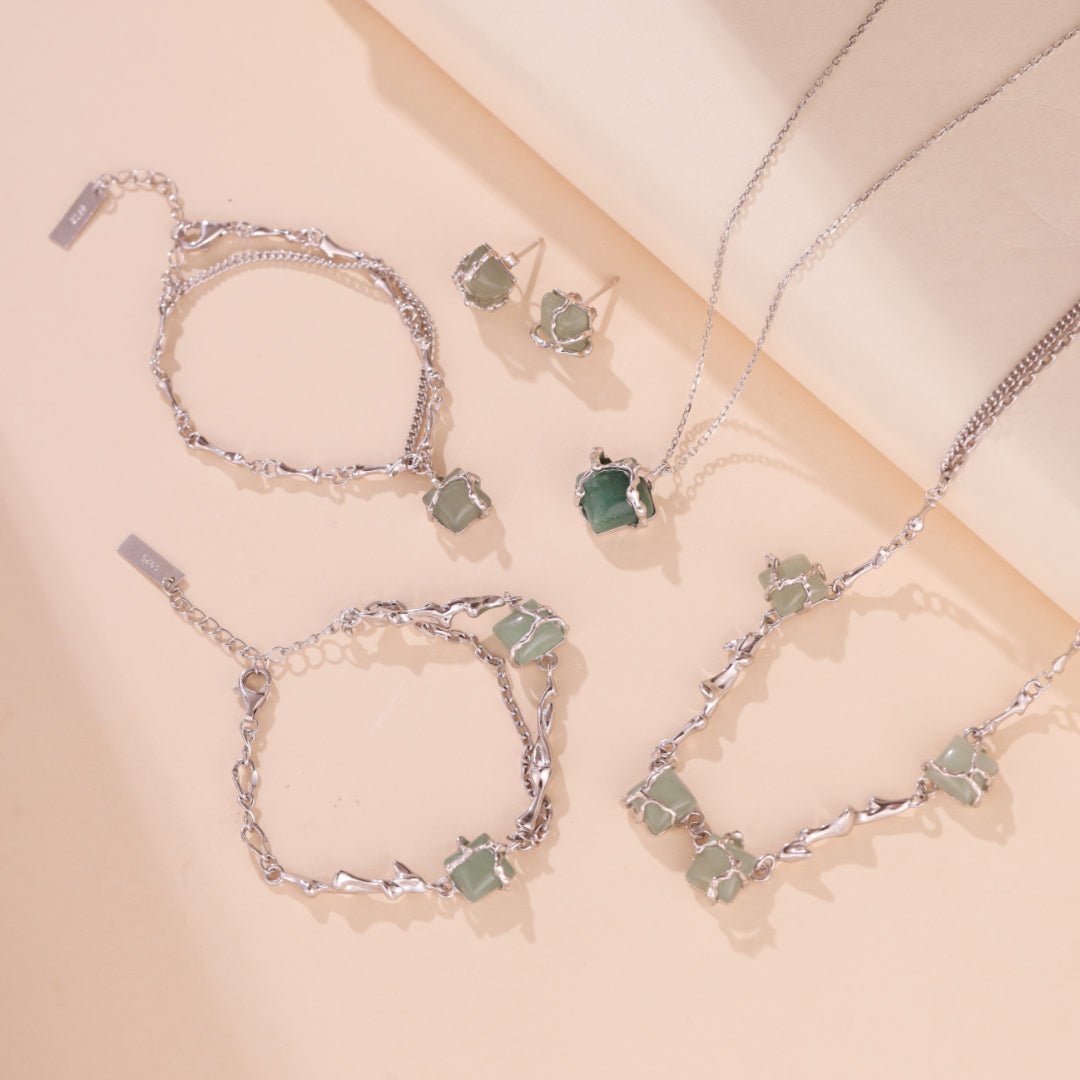 Boucles d'Oreilles Aventurine Argent 925 – Sérénité et Équilibre - Biloria