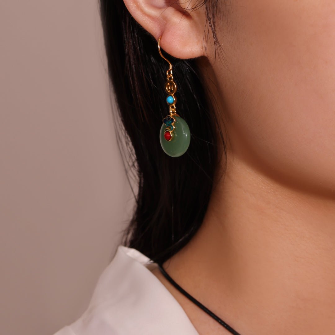 Boucles d'Oreilles Aventurine Nuage Céleste – Plaqué Or - Biloria