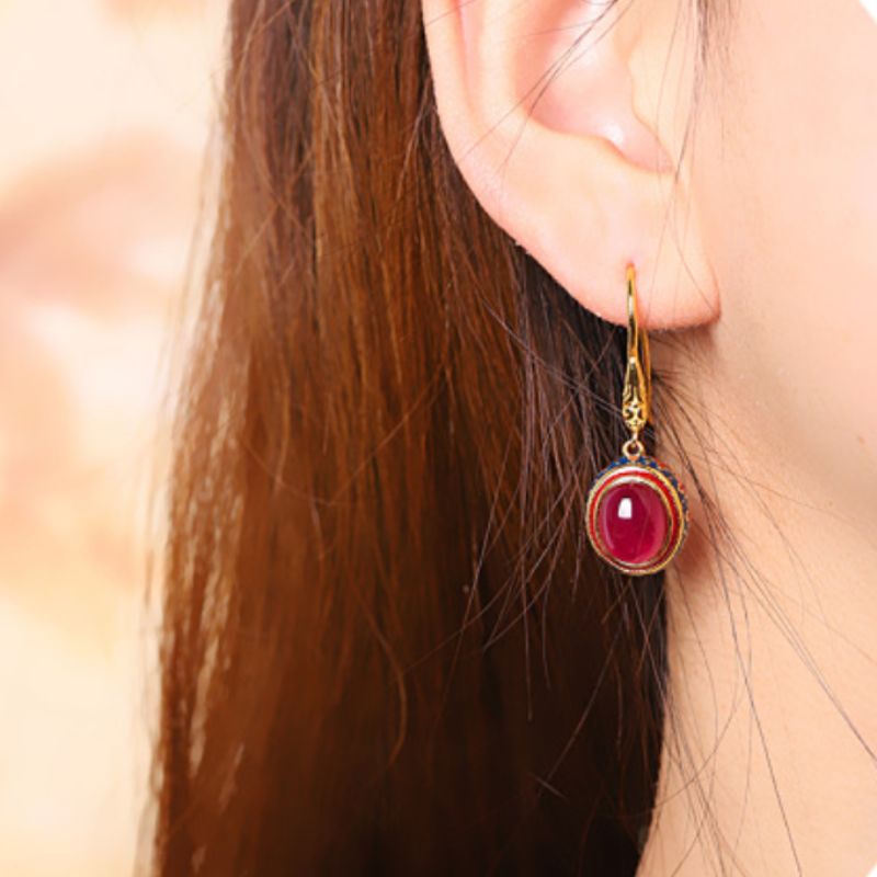 Boucles d'Oreilles Cornaline Abondance – Argent Plaqué Or - Biloria