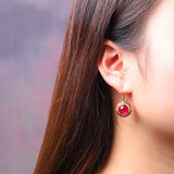 Boucles d'Oreilles Cornaline Motif Floral Argent Plaqué Or - Biloria