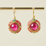 Boucles d'Oreilles Cornaline Motif Floral Argent Plaqué Or - Biloria