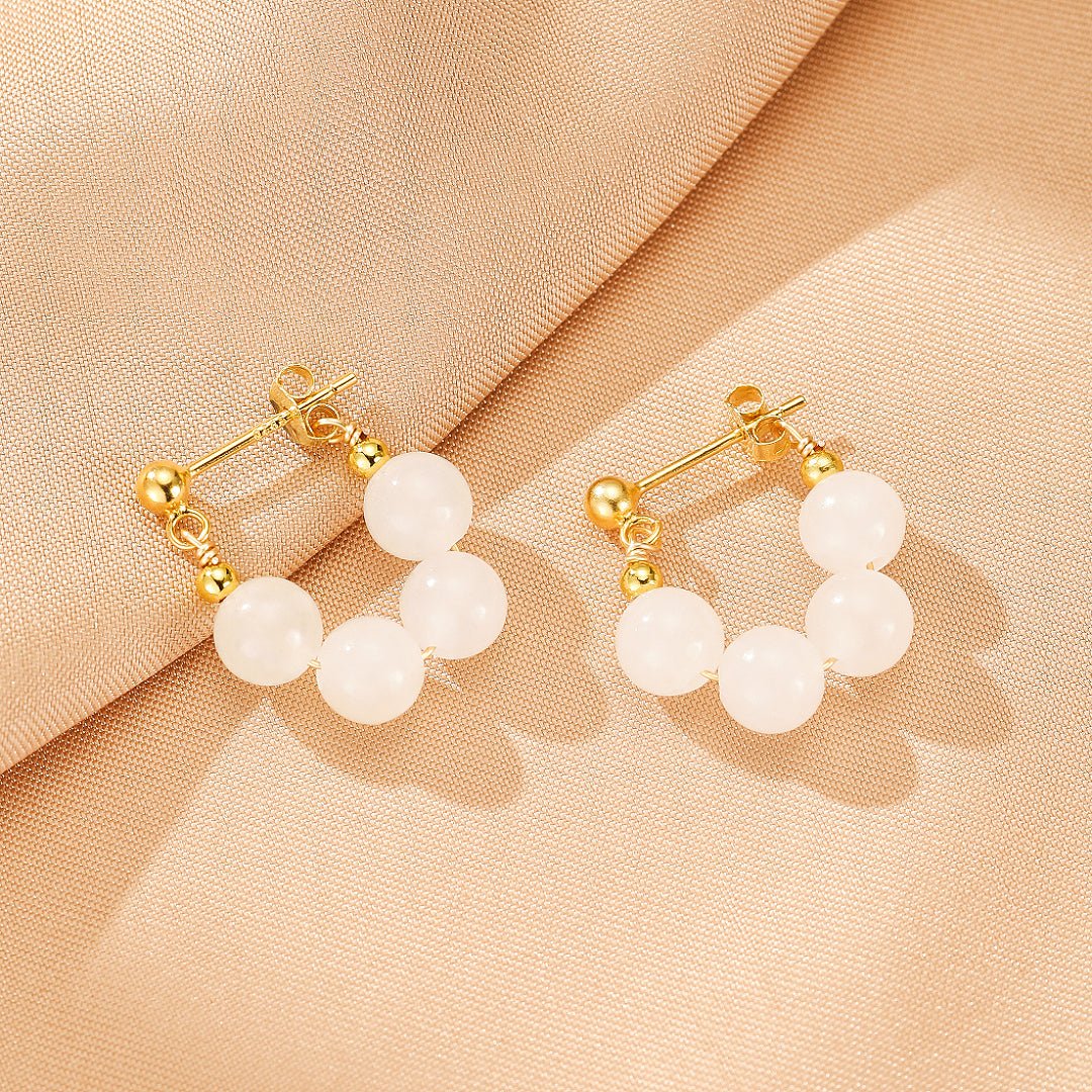 Boucles d'Oreilles Créoles en Jade et Argent - Harmonie Feng Shui - Biloria