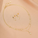 Boucles d'Oreilles Cristal de Roche Pluie Dorée Argent Plaqué Or 14K - Biloria