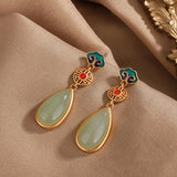 Boucles d'Oreilles en Jade Naturel – Goutte Harmonie - Biloria
