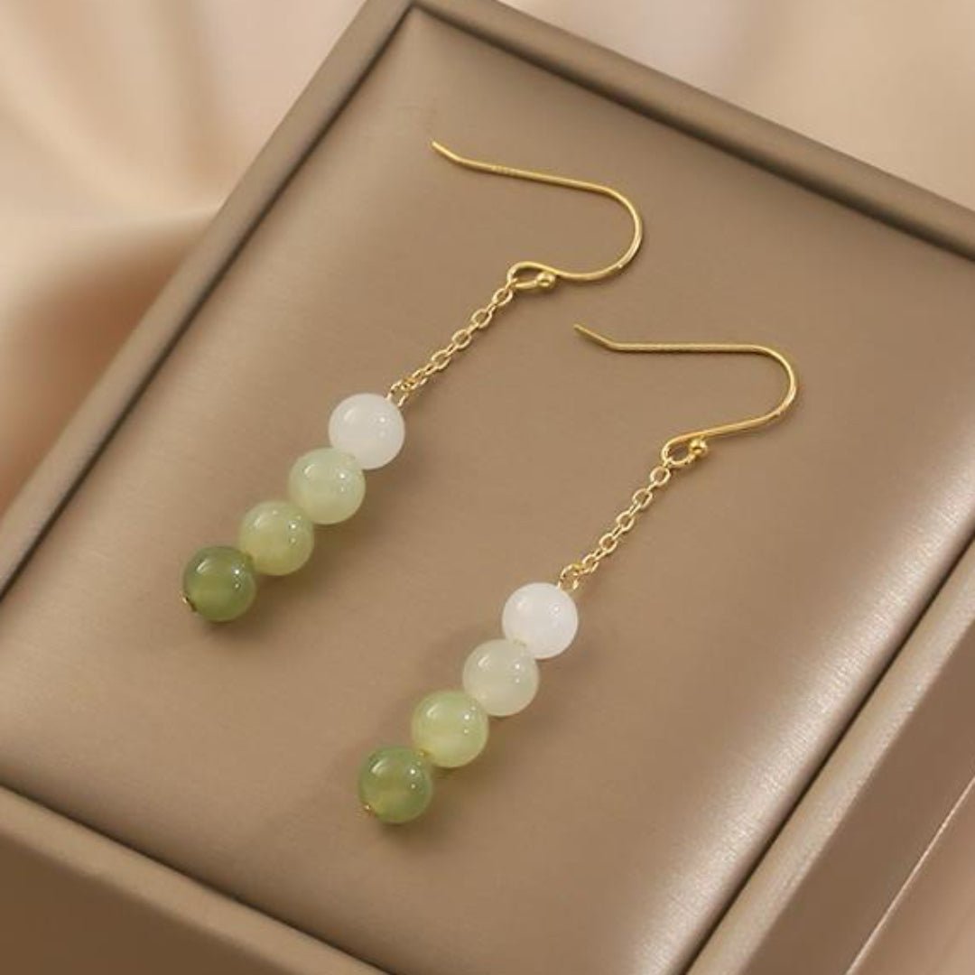 Boucles d'Oreilles en Jade Vert Naturel 5mm Or - Biloria
