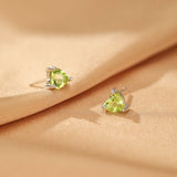 Boucles d'Oreilles en Péridot et Argent 925 – Cœur Verdoyant - Biloria