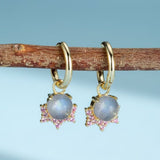 Boucles d'Oreilles Labradorite Meow Argent Plaqué Or - Biloria