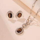Boucles d'Oreilles Œil de Tigre et Zircons – Protection et Équilibre - Biloria