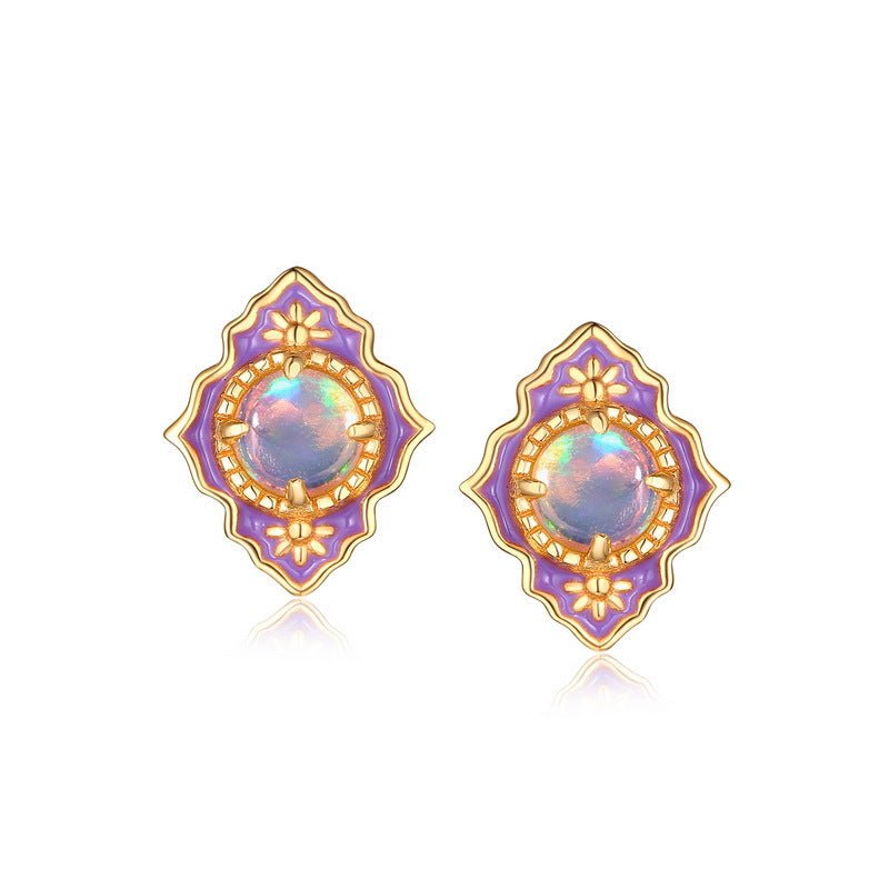 Boucles d'oreilles Opale floral argent plaqué or élégantes - Biloria