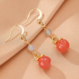 Boucles d'Oreilles Pêche en Labradorite et Agate Rouge – Plaqué Or 14K - Biloria