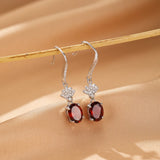 Boucles d'oreilles pendantes Grenat Argent 925 - Bijou Royal - Biloria