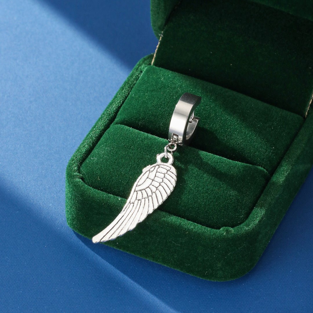Boucles d'Oreilles Pendent Ailes Argentées | Bijou Homme Liberté - Biloria