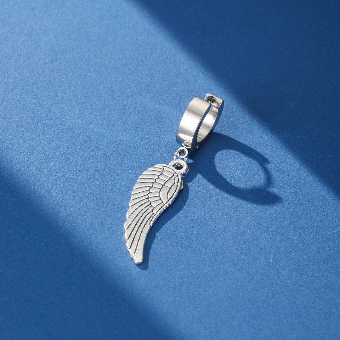 Boucles d'Oreilles Pendent Ailes Argentées | Bijou Homme Liberté - Biloria
