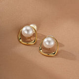 Boucles d'Oreilles Perle Cercle Doré Clip - Biloria