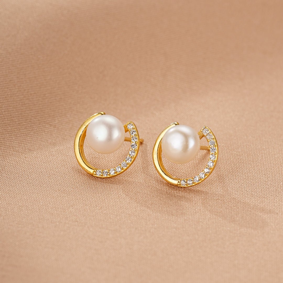 Boucles d'Oreilles Perle Éclat Lunaire Argent 925 - Biloria