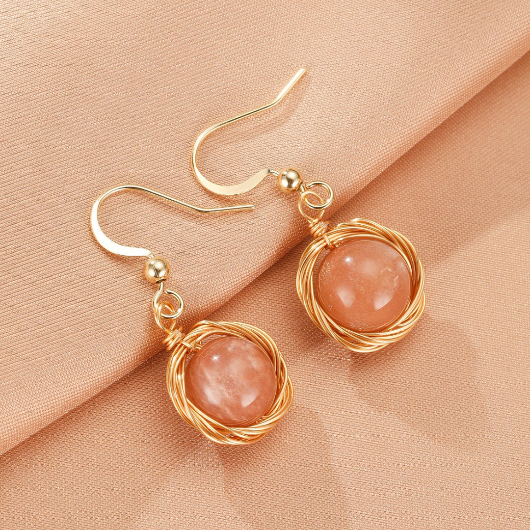 Boucles d'Oreilles Pierre de Soleil – Nid Protecteur - Biloria