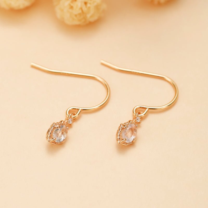 Boucles d'Oreilles Quartz Rose Argent Plaqué Or – Harmonie et Douceur - Biloria