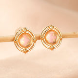 Boucles d'oreilles Quartz Rose – Argent plaqué or, vertus apaisantes - Biloria