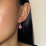 Boucles d'Oreilles Rhodonite Perle – Argent Plaqué Or - Biloria