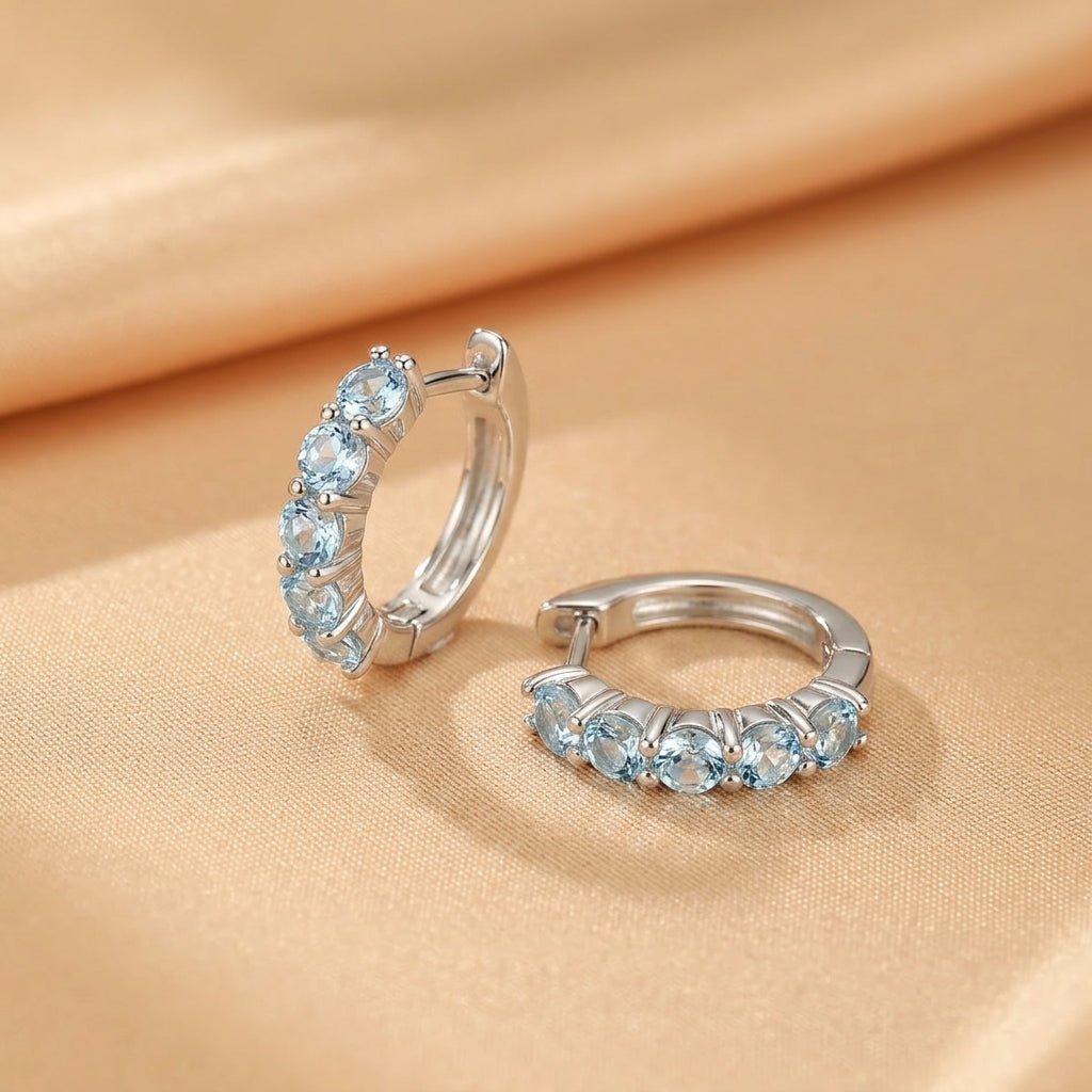 Boucles d'oreilles Topaze Argent S925 – Créoles Bienveillance Céleste - Biloria