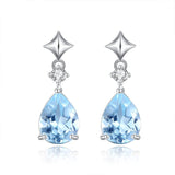 Boucles d'Oreilles Topaze Azur Argent S925 – Cadeau Féminin - Biloria