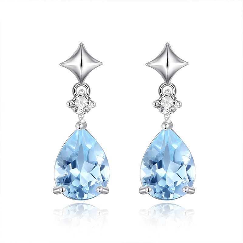 Boucles d'Oreilles Topaze Azur Argent S925 – Cadeau Féminin - Biloria