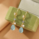 Boucles d'Oreilles Topaze et Perle – Argent Plaqué Or 14 Carats - Biloria