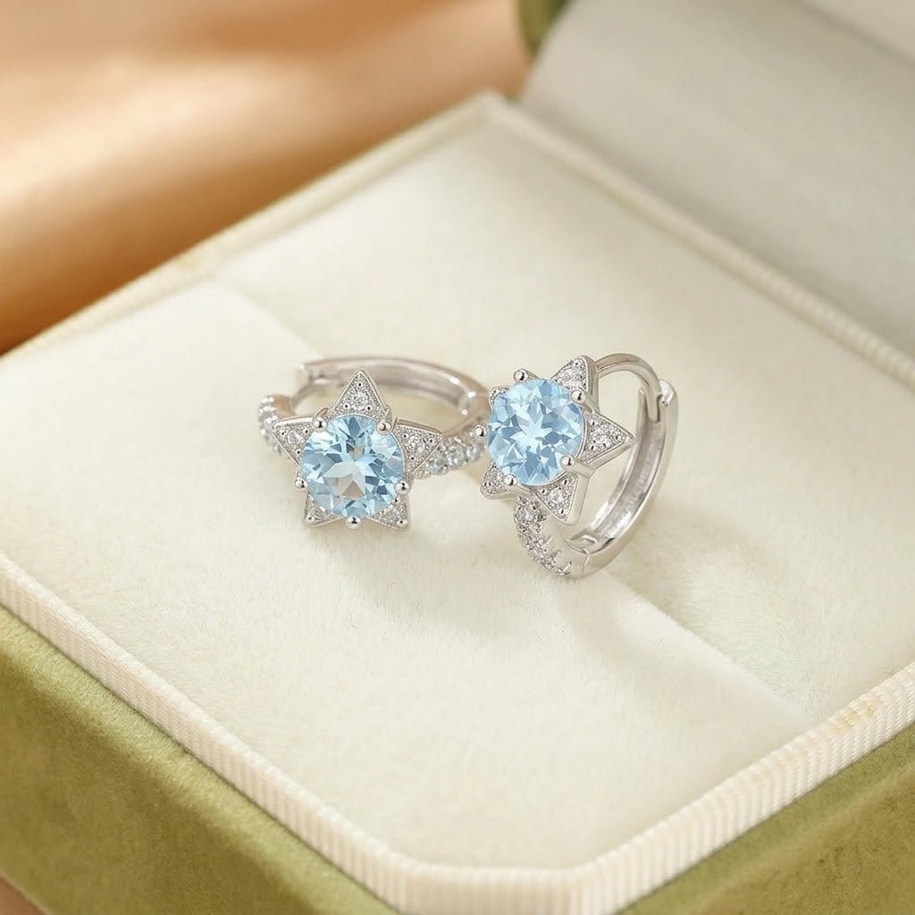 Boucles d'Oreilles Topaze Étoile en Argent S925 - Biloria