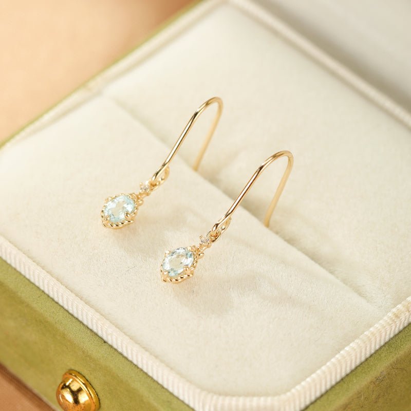 Boucles d'Oreilles Topaze Zircon Argent Plaqué Or – Porte-Bonheur - Biloria