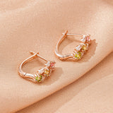 Boucles d'Oreilles Tourmaline Floral Argent Plaqué Or - Biloria