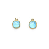 Boucles d'Oreilles Turquoise – Étreinte du Ciel, Argent Plaqué Or - Biloria