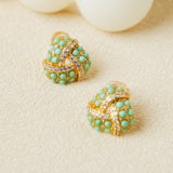 Boucles d'Oreilles Turquoise Triangle Torsade en Argent Plaqué Or - Biloria