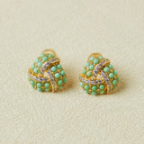 Boucles d'Oreilles Turquoise Triangle Torsade en Argent Plaqué Or - Biloria