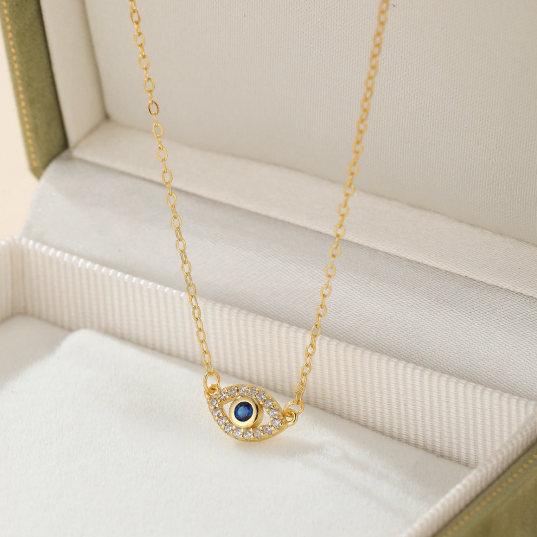 Bouclier d'Énergie Mauvais Œil – Collier Argent Plaqué Or - Biloria