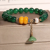 Bracelet Agate Verte Lotus - Décoration Naturel - Biloria