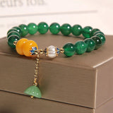 Bracelet Agate Verte Lotus - Décoration Naturel - Biloria