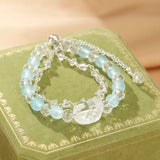 Bracelet Aigue-marine Cristal de Roche ajustable fait main - Biloria