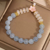 Bracelet Aigue-Marine et Agate Blanche avec Goutte d'Eau - Biloria