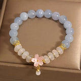 Bracelet Aigue-Marine et Agate Blanche avec Goutte d'Eau - Biloria