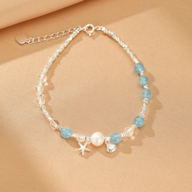 Bracelet Aigue-Marine et Perle Argent S925 - Harmonie Marine - Biloria