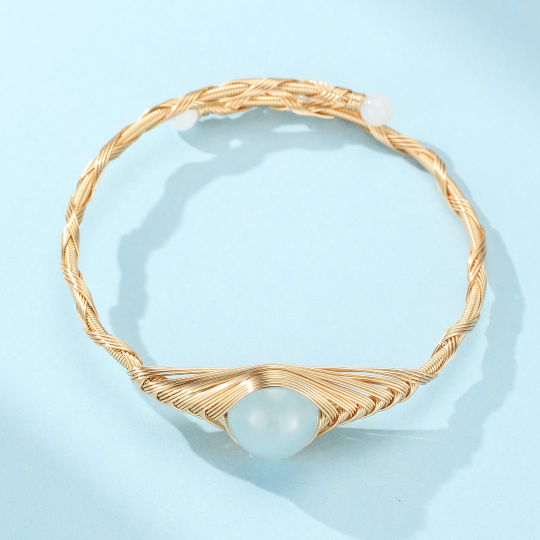 Bracelet Aigue Marine Laiton Doré – Porte-bonheur Feng Shui - Biloria