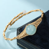 Bracelet Aigue Marine Laiton Doré – Porte-bonheur Feng Shui - Biloria