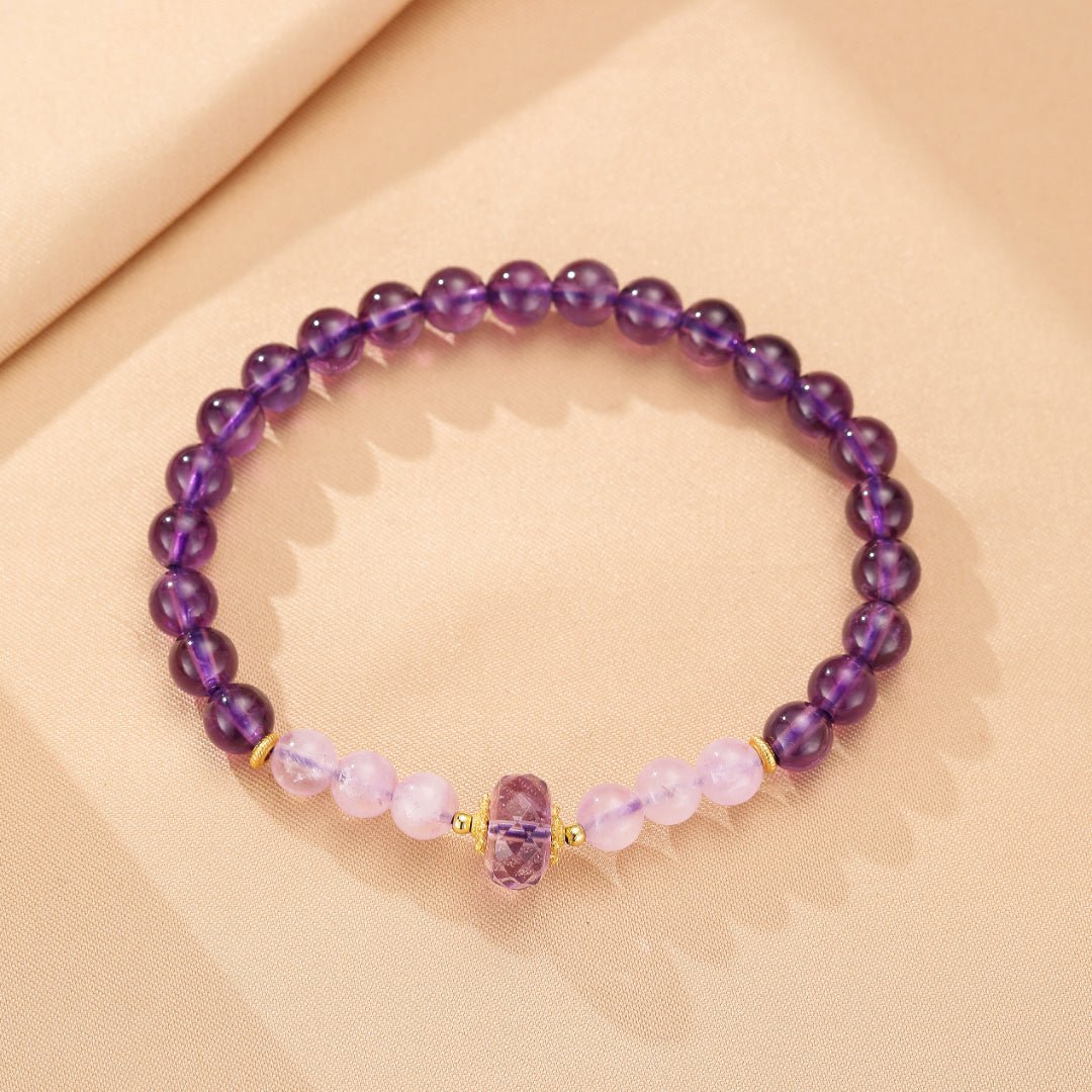 Bracelet Améthyste Apaisant – Fait Main en Argent Plaqué Or - Biloria