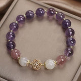 Bracelet Améthyste Quartz Fraise Ajustable 14-18 cm - Biloria