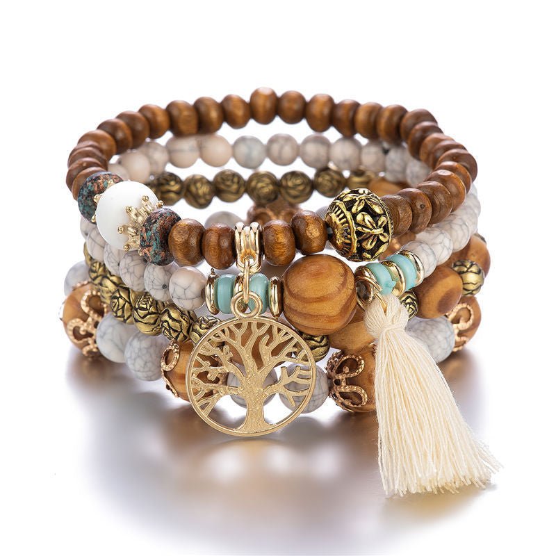 Bracelet Arbre de Vie en Bois et Métal - Cadeau Abondance - Biloria
