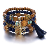 Bracelet Arbre de Vie en Bois et Métal - Cadeau Abondance - Biloria