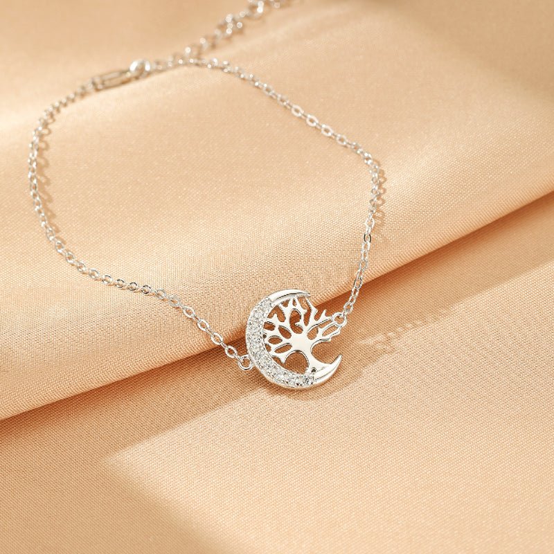 Bracelet Arbre de Vie Lune Zircon Argent 925 - Biloria