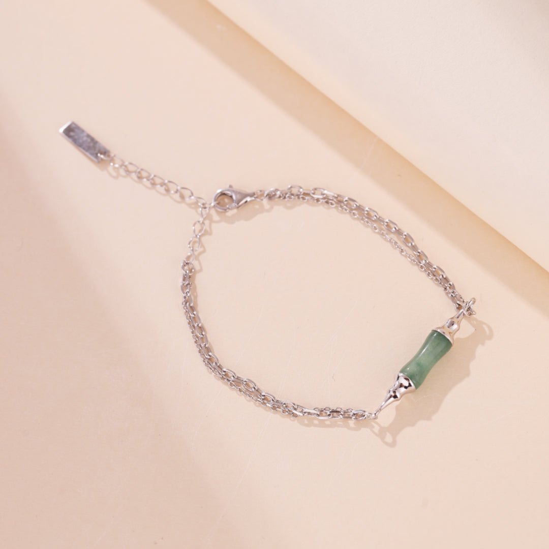 Bracelet Argent Aventurine Bambou – Sérénité et Croissance - Biloria